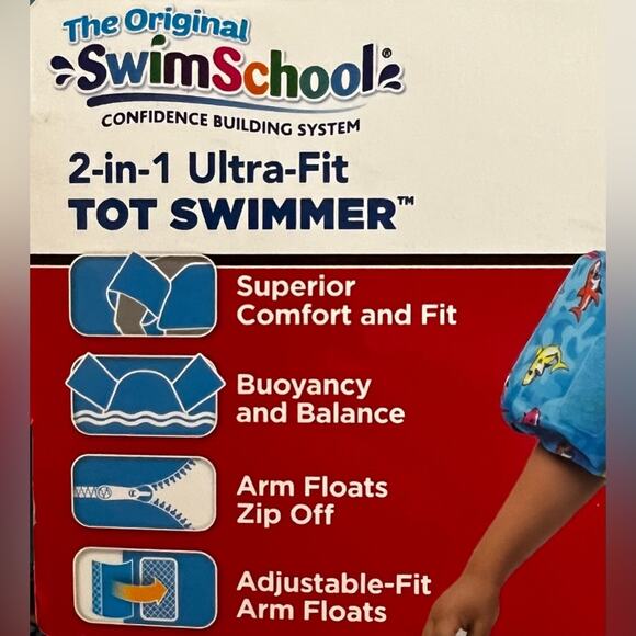 Swimschool 2-in-1 Ultra-Fit Adjustable Tot Swimmer Shark Floatation Vest 4-6 yrs - Picture 3 of 7